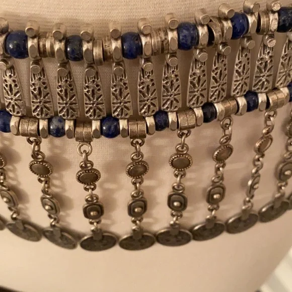 Festival Lapis and Pewter Coin Belt - Picture 2 of 6